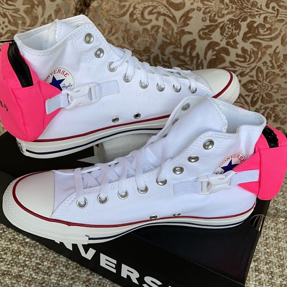 Converse CTAS Buckle Up Hi White/Neo Pink/White MN - Picture 15 of 16